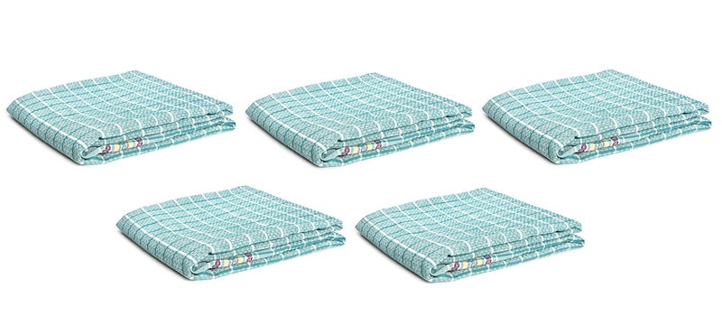 Strotam Pure Cotton Handloom Bath Towel 110 GSM Extra Large Size Bankura Gamcha (Set of 5 Green) - Image 1