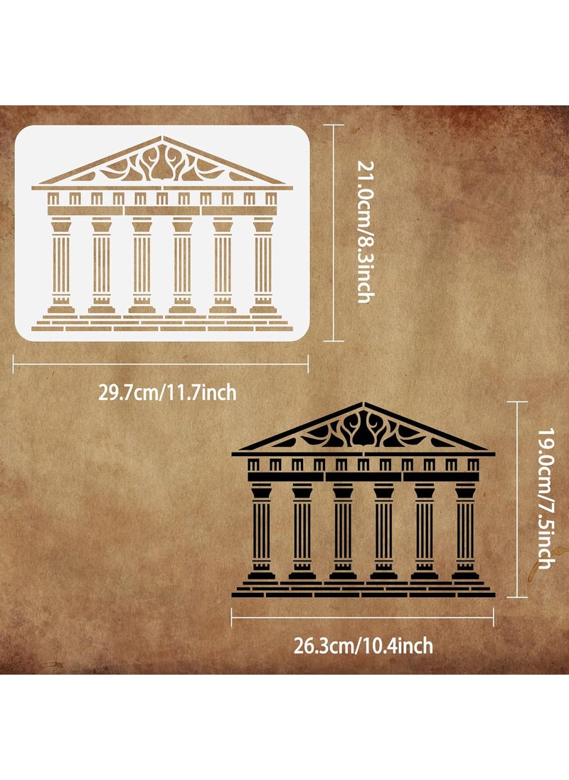 FINGERINSPIRE FINGERINSPIRE Greek Temple Stencil 11.7x8.3 inch Reusable Ancient Architecture Stencil Hollow Out 6 Stone Pillars Building Drawing Stencil DIY Craft Template for Painting on Fabric, Tiles, Canvas  - Image 2