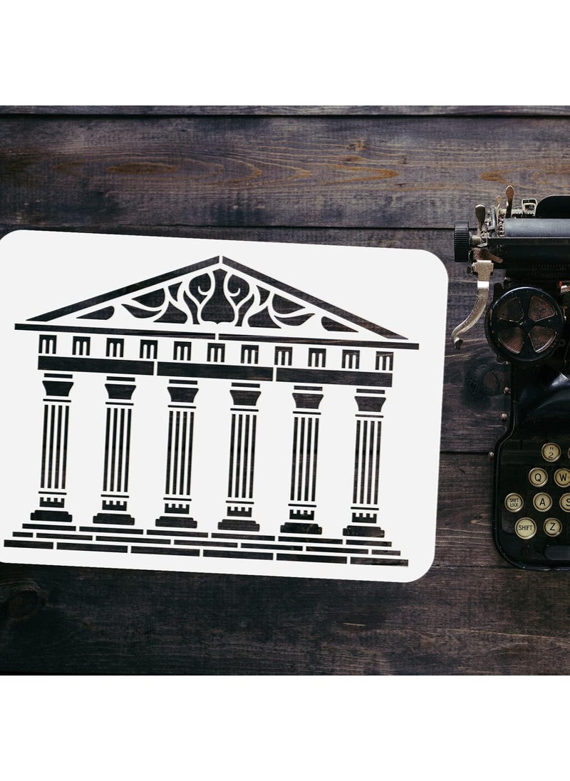 FINGERINSPIRE FINGERINSPIRE Greek Temple Stencil 11.7x8.3 inch Reusable Ancient Architecture Stencil Hollow Out 6 Stone Pillars Building Drawing Stencil DIY Craft Template for Painting on Fabric, Tiles, Canvas  - Image 3