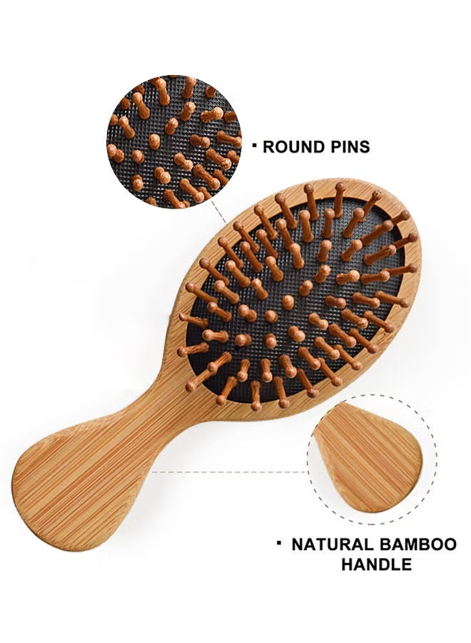 HTKCRX Hair Brush - Mini Massage Natural Wooden Brush Stimulating Massage Scalp For Women Men Kids - Anti-Static - Dry/Wet Hair Brush To Tangle For All Hair Types - Image 2