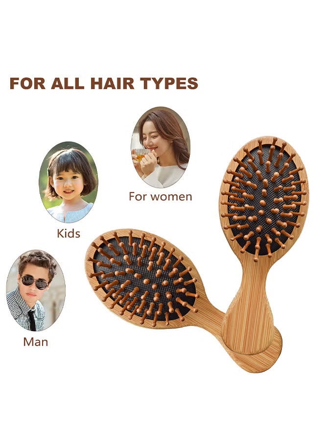HTKCRX Hair Brush - Mini Massage Natural Wooden Brush Stimulating Massage Scalp For Women Men Kids - Anti-Static - Dry/Wet Hair Brush To Tangle For All Hair Types - Image 3