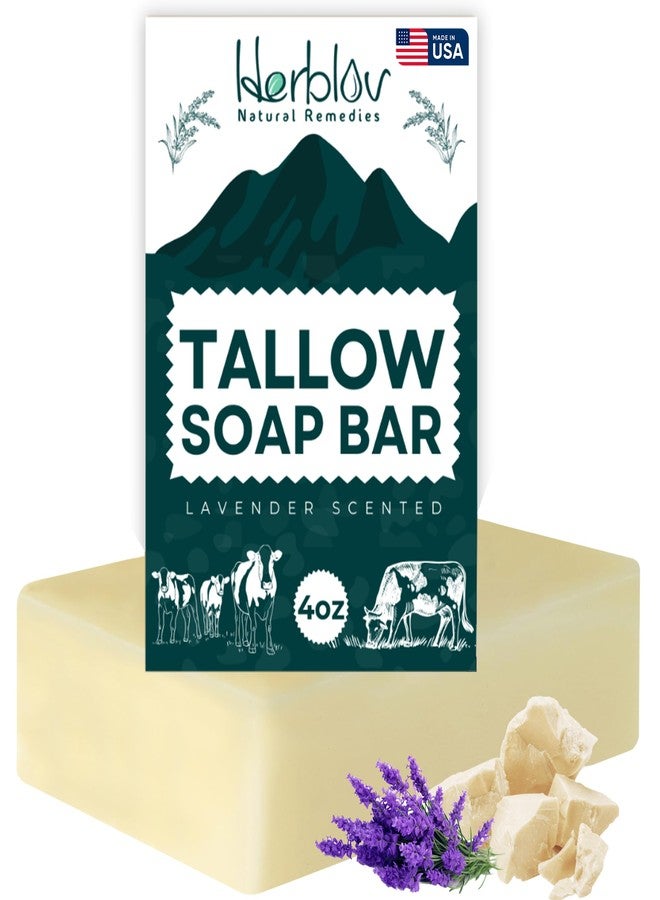 Herblov Beef Tallow Soap Bar – All Natural Grass Fed Tallow Soap Lavender – Moisturizing Face & Body Wash Great for Eczema, Dry, Itchy, Sensitive Skin – Handcrafted Bath Soap for Adults, Kids, Made in USA - Image 1