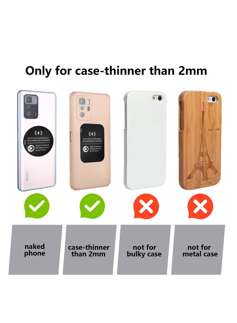 SYOSI 12 Pcs Metal Plate for Phone Magnet Wireless Charging Compatible Cradle Disc Round Rectangle Phone Magnet Sticker Black Magnetic Metal Plate Cell Phone Automobile Cradles for Magnetic Car Phone - Image 5