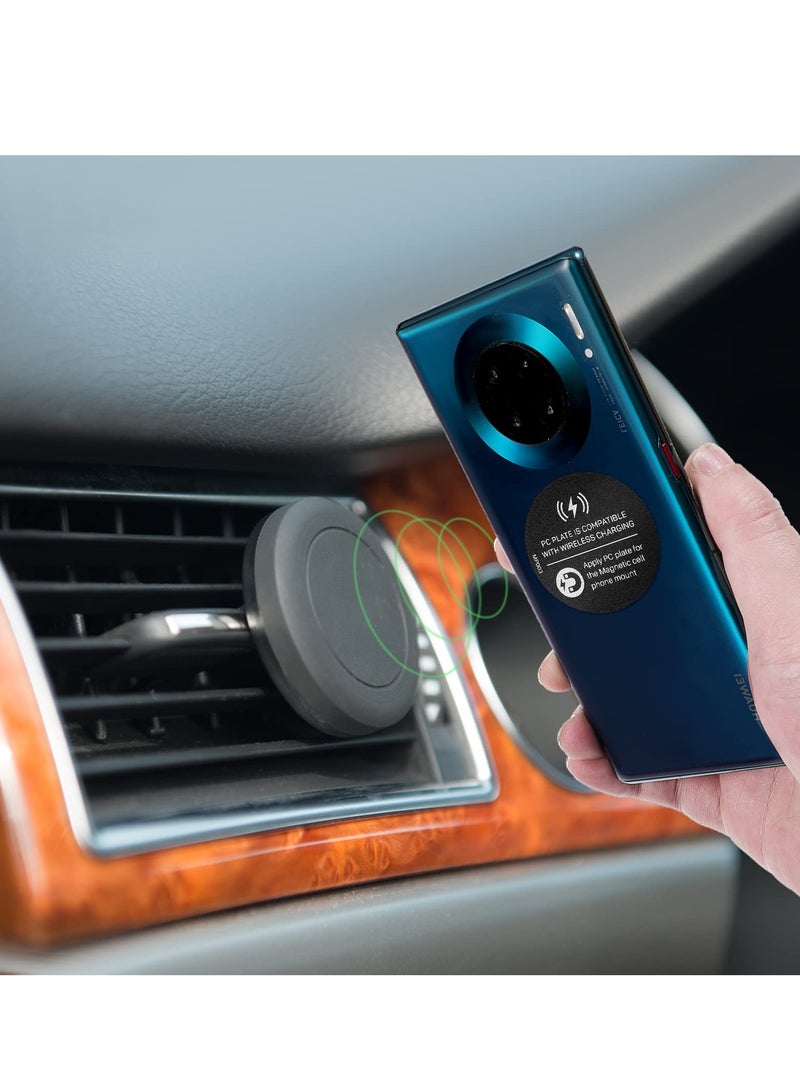 SYOSI 12 Pcs Metal Plate for Phone Magnet Wireless Charging Compatible Cradle Disc Round Rectangle Phone Magnet Sticker Black Magnetic Metal Plate Cell Phone Automobile Cradles for Magnetic Car Phone - Image 4