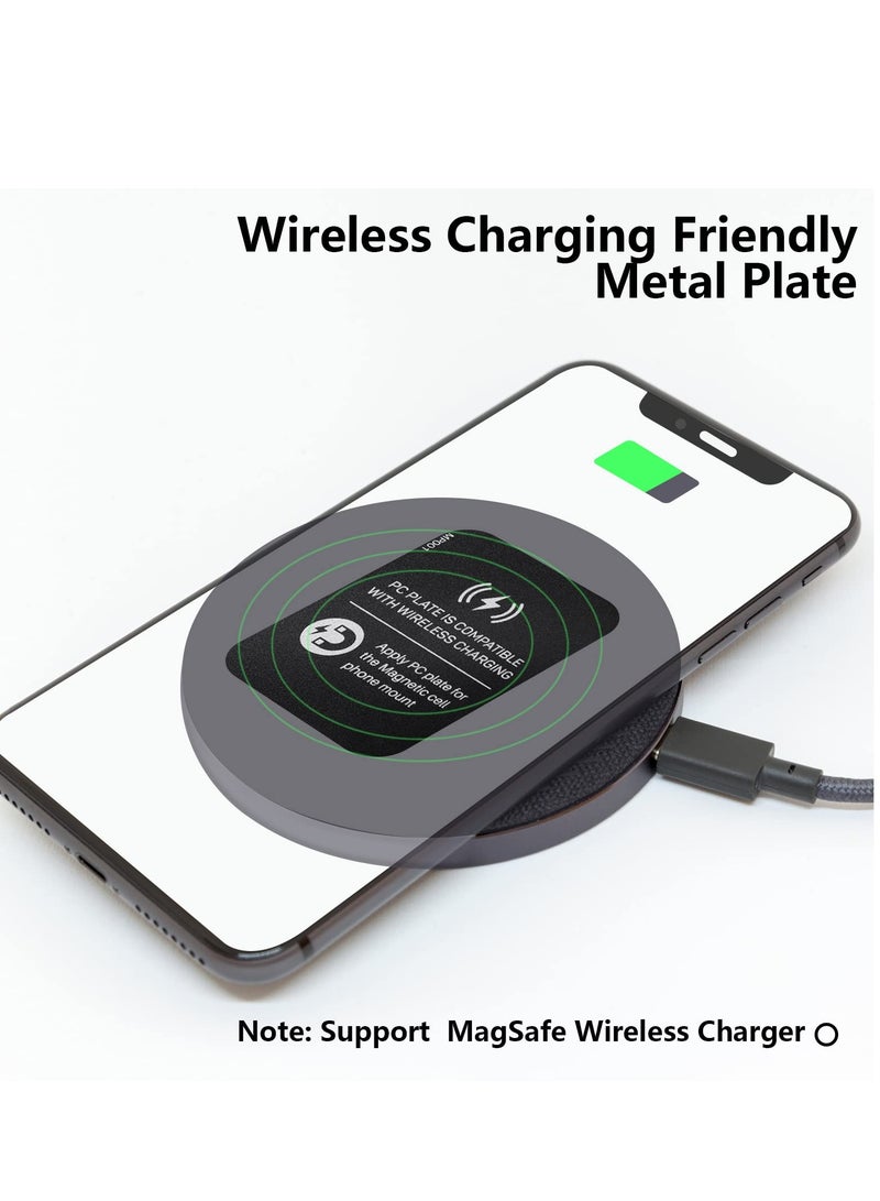 SYOSI 12 Pcs Metal Plate for Phone Magnet Wireless Charging Compatible Cradle Disc Round Rectangle Phone Magnet Sticker Black Magnetic Metal Plate Cell Phone Automobile Cradles for Magnetic Car Phone - Image 2