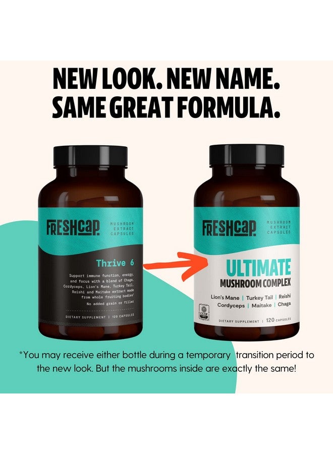 FreshCap Mushrooms Freshcap Ultimate Mushroom Complex Capsule Lion Mane Reishi Cordyceps Chaga Turkey Tail Maitake Supplement Real Fruiting Body No Fillers - Image 3