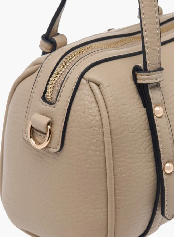 Celeste Women Solid Tote Bag with Zip Closure and Double Handle