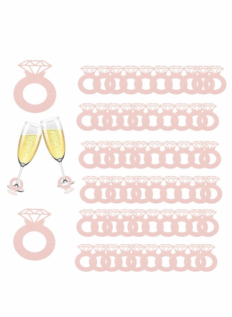 NIBEMINENT Drinking Charms for Stem Glasses, 72Pcs Paper Diamond Ring Drink Marker Tags Funny Name Cocktail Identification DIY Glass Wedding Party Favor Decor  - Image 1