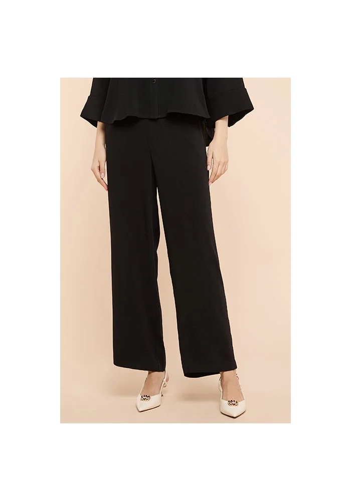 R&b Solid Straight Fit Pants with Elastic Waist