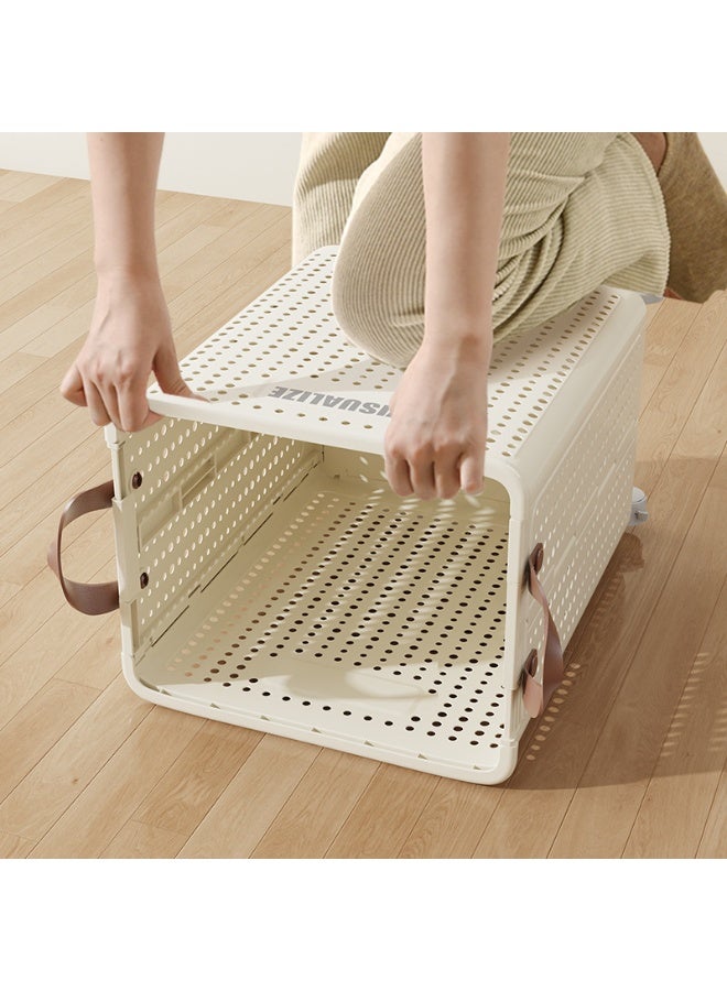 Foldable plastic dirty clothes, toys and snacks storage basket with wheels for easy mobility - Image 3