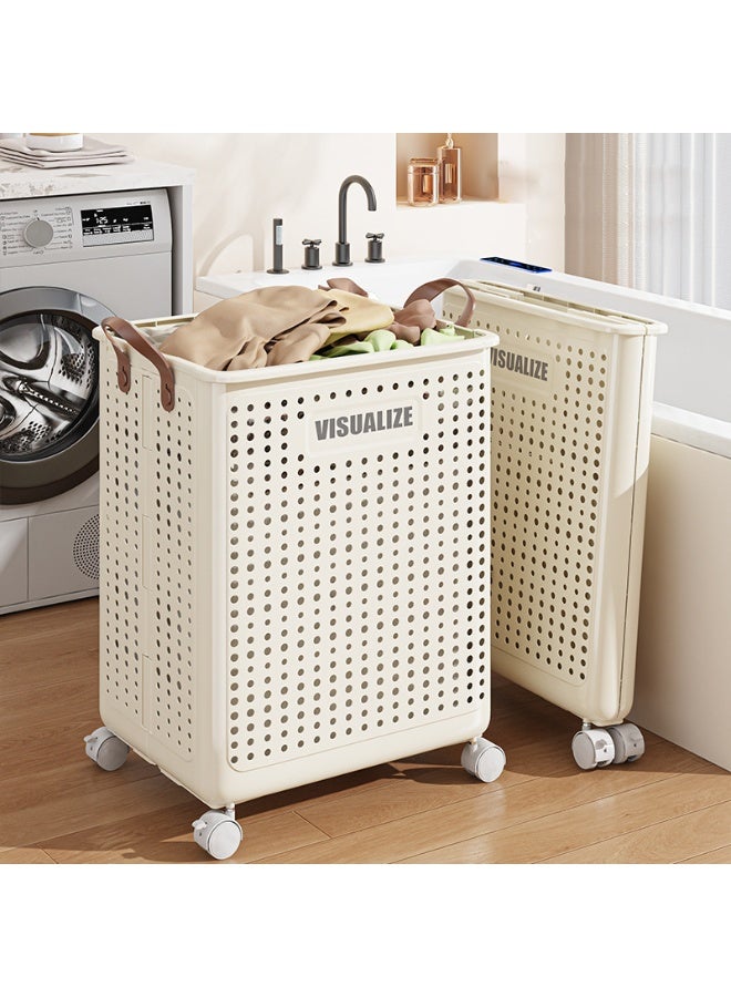 Foldable plastic dirty clothes, toys and snacks storage basket with wheels for easy mobility - Image 4