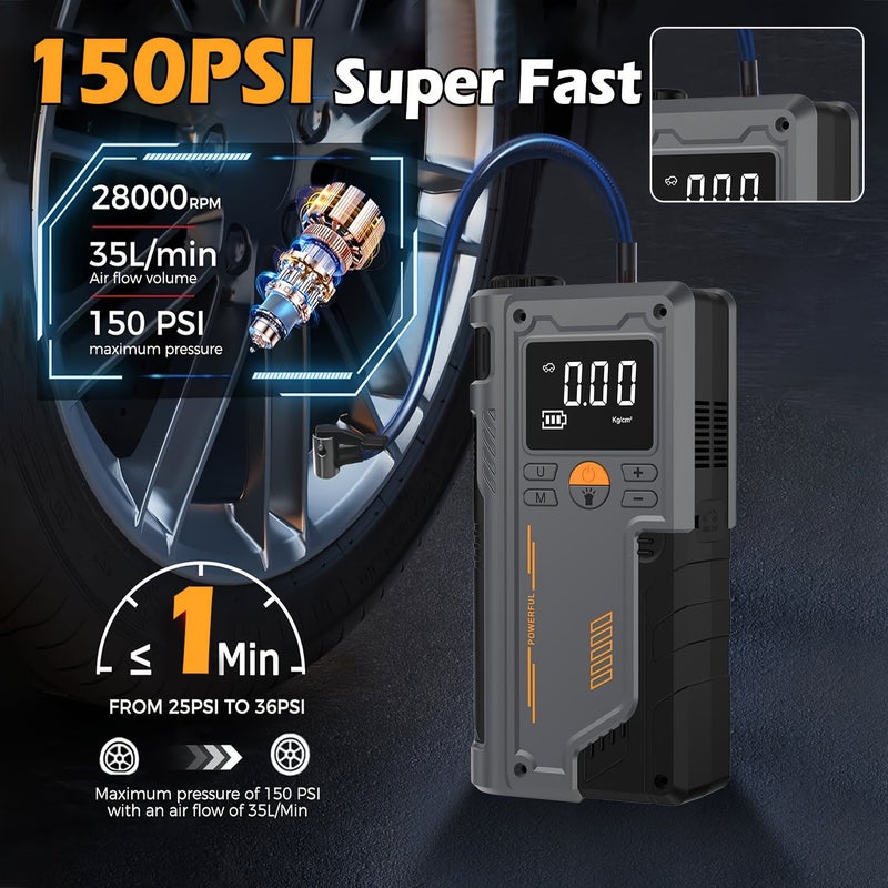 Type A 10 In 1 Car Battery Jump Starter With Air Compressor USB C Fast Charging - Image 5