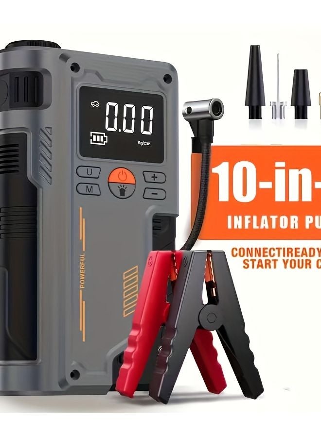 Type A 10 In 1 Car Battery Jump Starter With Air Compressor USB C Fast Charging - Image 1