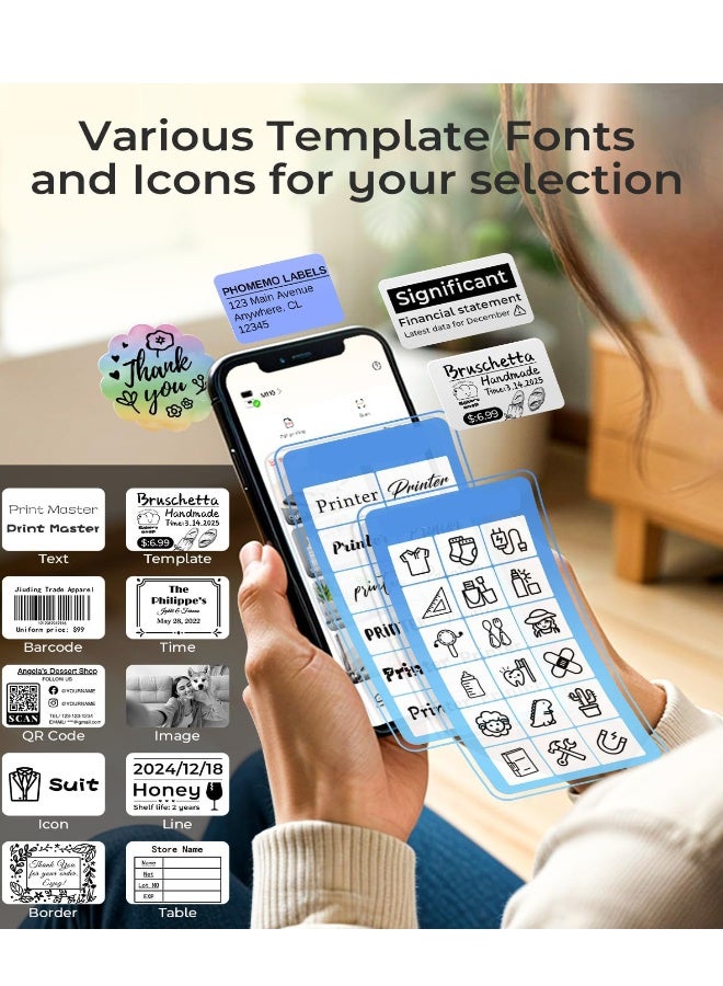 Marklife Label Maker, Bluetooth Label Maker, Sticker Label Maker, Mini Label Printer, Thermal Printer for Tag, Kitchen, Clothes, Food, Barcode, Price, White (With 1 Roll Label) - Image 4