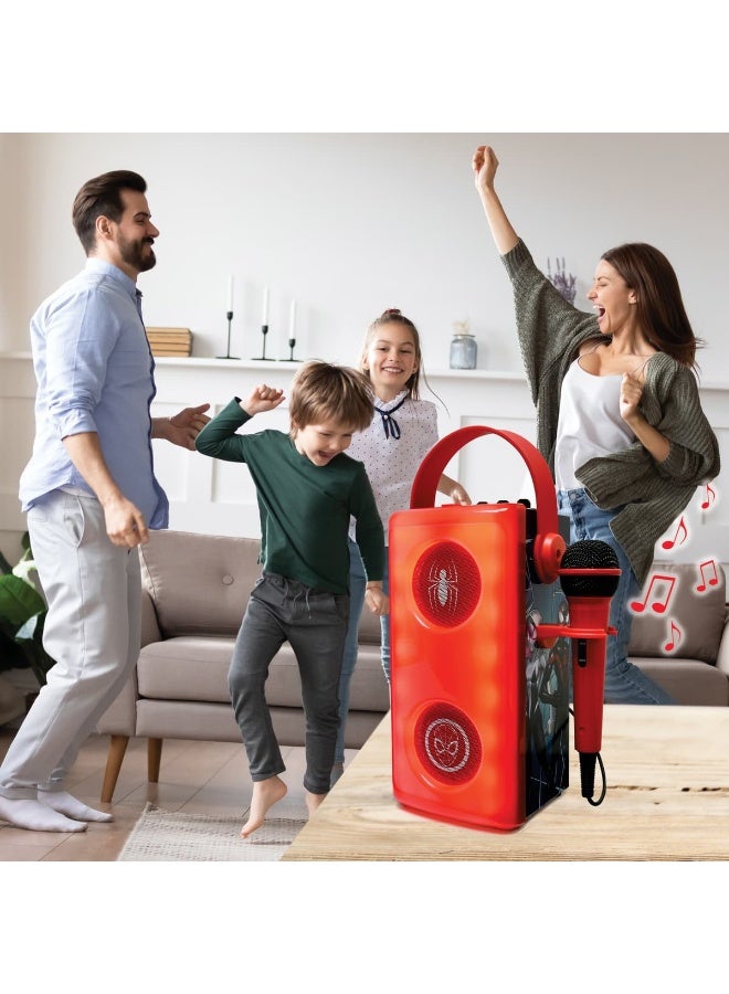 Lexibook Spider-Man Luminous Bluetooth Speaker with Microphone BTP185SPZ, Wireless Kids Karaoke Speaker with Multicolor LED Light Effects, USB/SD Card/AUX Input, Rechargeable Battery Portable Music Speaker with Mic for Boys and Girls, Superhero Audio Party Speaker - Image 5