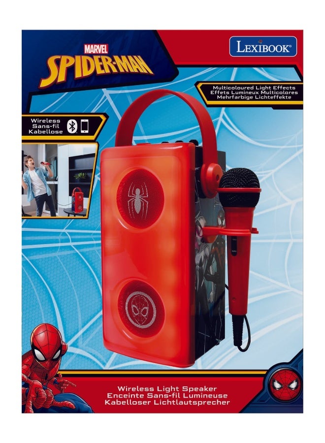 Lexibook Spider-Man Luminous Bluetooth Speaker with Microphone BTP185SPZ, Wireless Kids Karaoke Speaker with Multicolor LED Light Effects, USB/SD Card/AUX Input, Rechargeable Battery Portable Music Speaker with Mic for Boys and Girls, Superhero Audio Party Speaker - Image 3