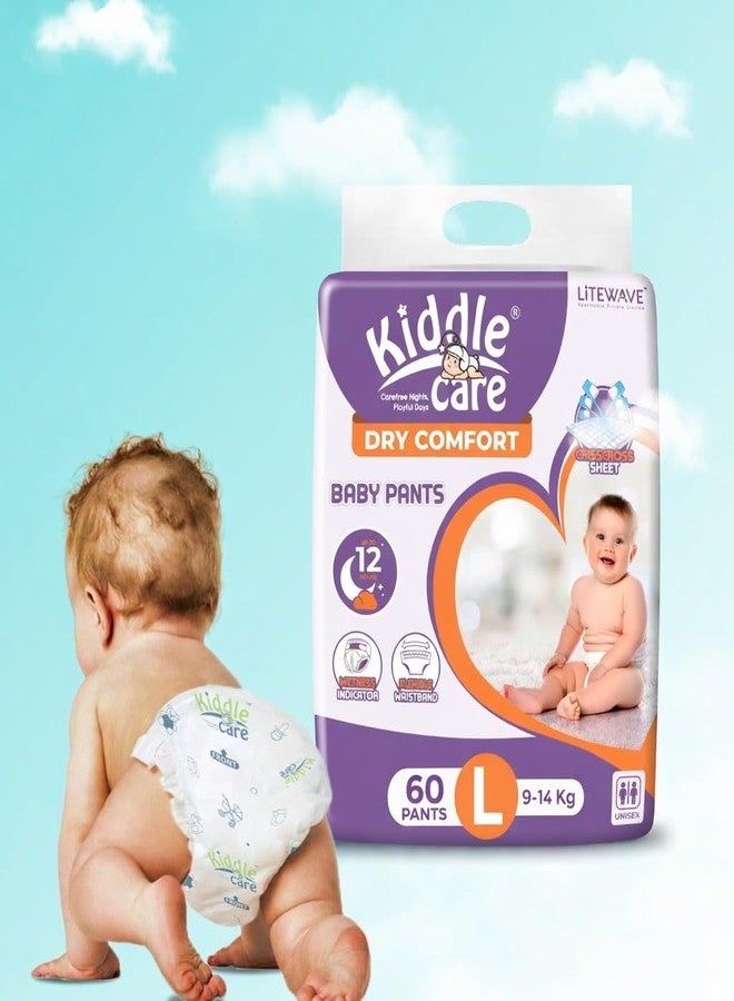 Kiddle Care Dry Comfort Baby Diaper Pants Advanced Soft Baby Pants Diaper | Large (L) | Pack of 1 | 60 Pieces | 9-14 Kg | Up to 12 Hours Protection, Prevents Leakage, Wetness Indicator - Image 2