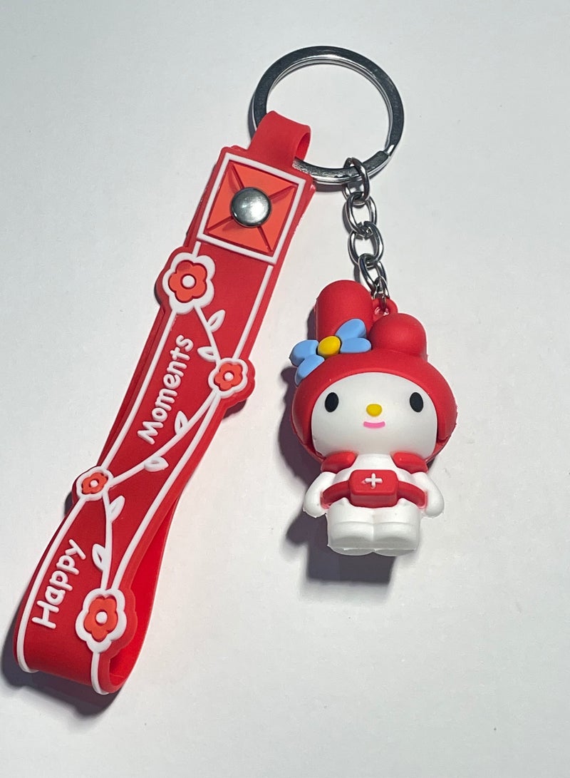 Generic Distinctive Cartoon Keychain Cute Accessory Disney Anime Medical Hello Kitty Keychain With Ribbon Fits Car Keys Purse Bag Cute Creative Gift  - Image 1