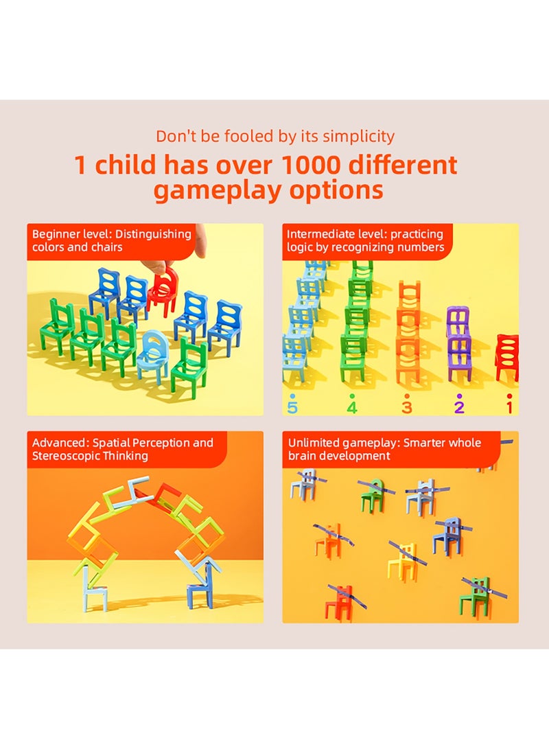 Balancing Toys Game 100 Pieces Stacking Chairs Game with Red Container, Mini Stacking Chairs Balance Game Family Board Balancing Toys for Kids & Adults. - Image 2