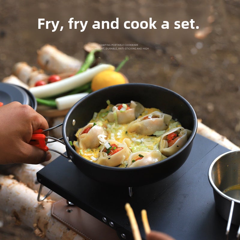 Outdoor Portable 2-3 Person Frying Pan Small Frying Frying Pan Frying Pan Camping Picnic Cooker Stove Pot Non-Stick Pan(Large frying pan) - Image 4