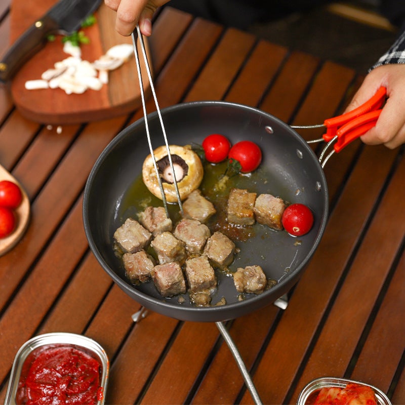 Outdoor Portable 2-3 Person Frying Pan Small Frying Frying Pan Frying Pan Camping Picnic Cooker Stove Pot Non-Stick Pan(Large frying pan) - Image 3
