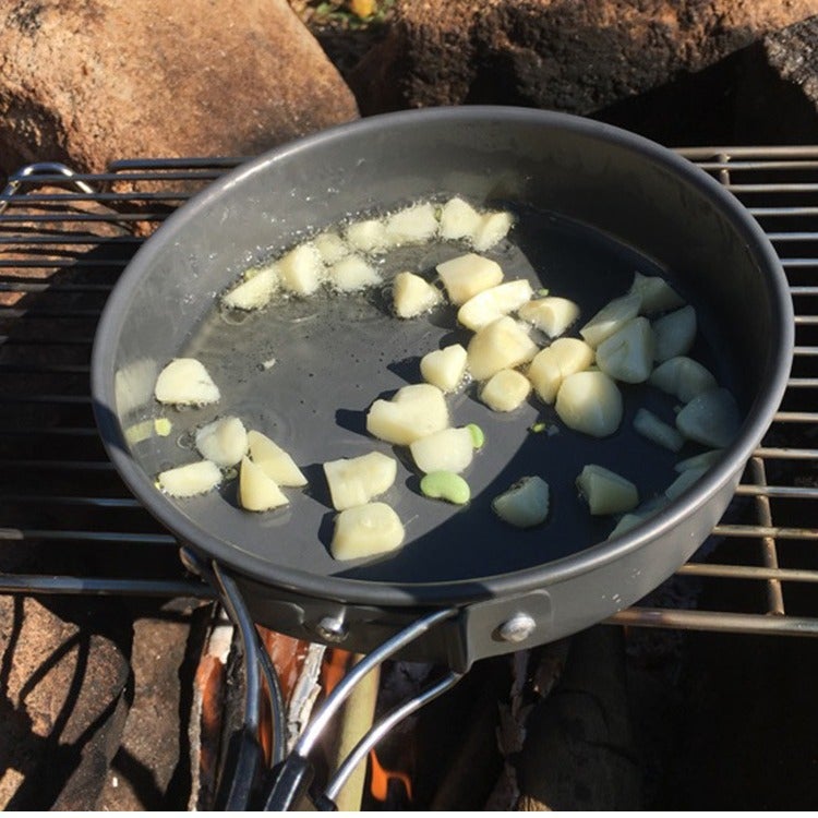 Outdoor Portable 2-3 Person Frying Pan Small Frying Frying Pan Frying Pan Camping Picnic Cooker Stove Pot Non-Stick Pan(Large frying pan) - Image 5