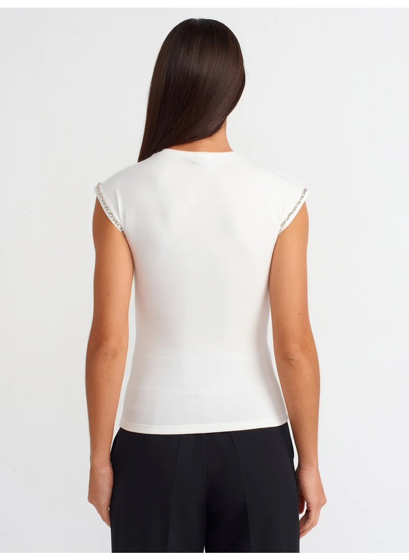 Dilvin 30927 Shiny Stone T-Shirt-Ecru