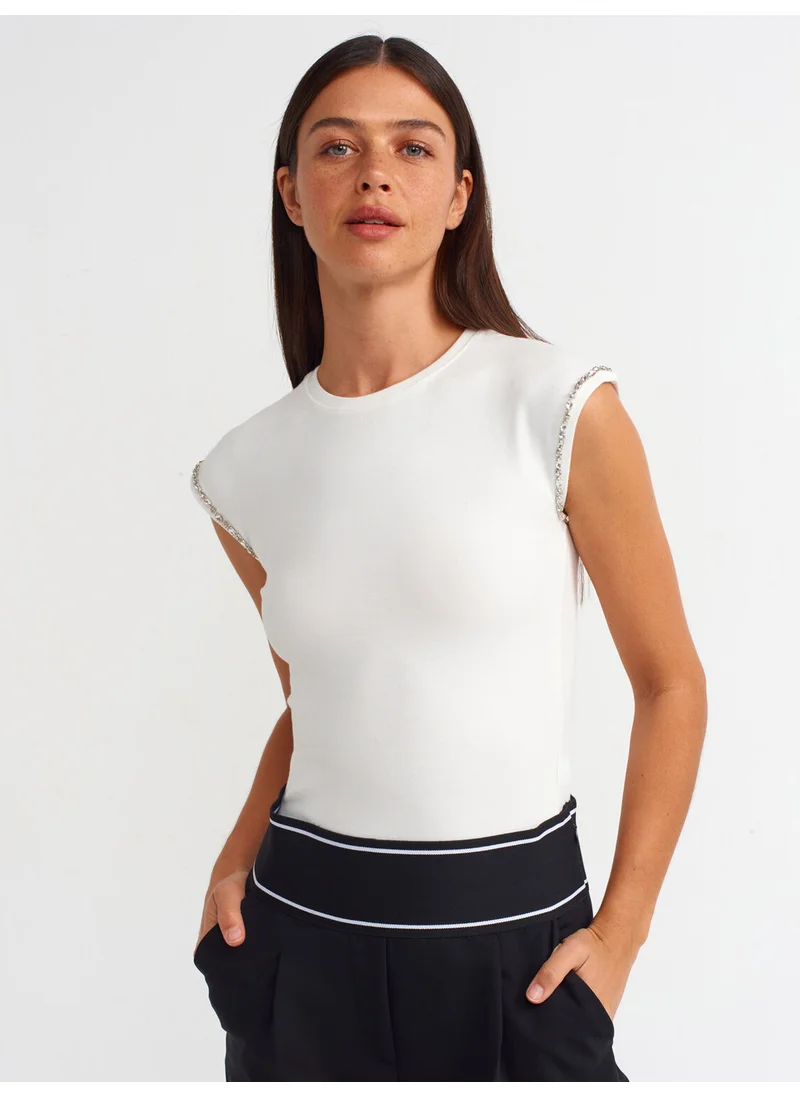 Dilvin 30927 Shiny Stone T-Shirt-Ecru
