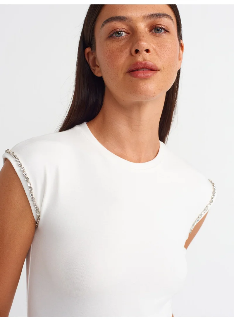 Dilvin 30927 Shiny Stone T-Shirt-Ecru