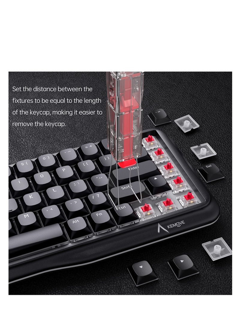 2-in-1 Switch Puller, Keycap Puller for Mechanical Keyboard, 304 Stainless Steel Key Cap Removal Tool, Easily Remove and Replace Gaming Keyboard Switches and keycaps, Black Translucent