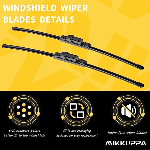 MIKKUPPA 24"+19" Windshield Wipers Blades - Replacement for 2011-2023 VW Jetta, 2012-2018 VW Passat, 2013-2017 VW CC - All Season Quiet Front Wiper Blades, Pack of 2 - Image 4