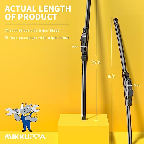 MIKKUPPA 24"+19" Windshield Wipers Blades - Replacement for 2011-2023 VW Jetta, 2012-2018 VW Passat, 2013-2017 VW CC - All Season Quiet Front Wiper Blades, Pack of 2 - Image 2