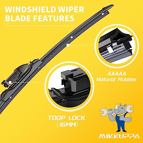 MIKKUPPA 24"+19" Windshield Wipers Blades - Replacement for 2011-2023 VW Jetta, 2012-2018 VW Passat, 2013-2017 VW CC - All Season Quiet Front Wiper Blades, Pack of 2 - Image 3