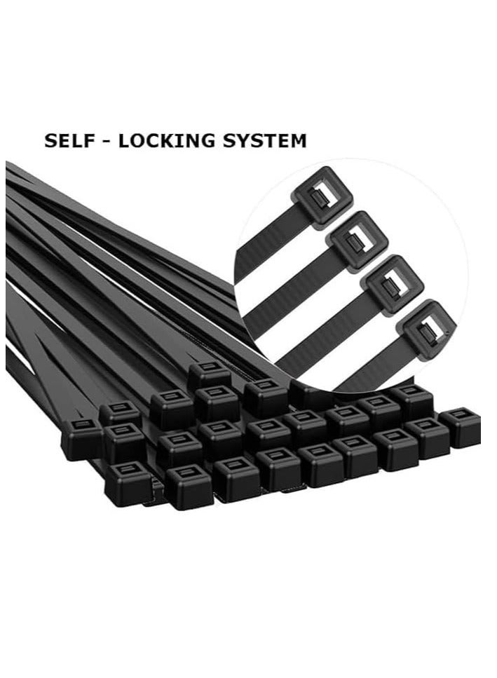 Loquat Nylon Cable Ties Black 100 Pieces Pack Durable Self-Locking Design Wire Ties Indoor Outdoor Use Zip Ties (4.8x300mm) - Image 3