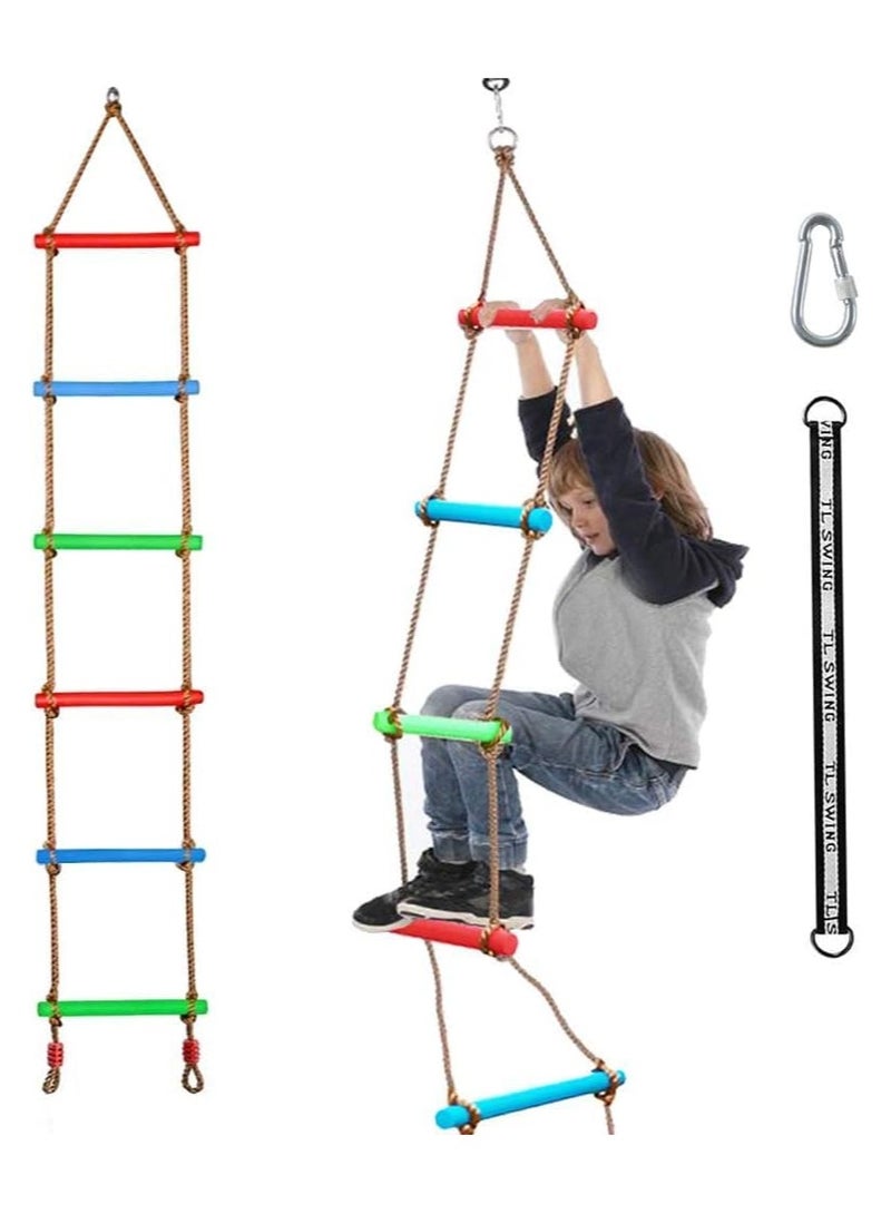 Soofam Colorful Climbing Rope Ladder for Kids, Climbing Game for Swing Accessories,Outdoor/Indoor Swingset | Tree House Playground Exercise Equipment Backyard Jungle Gym - Image 1