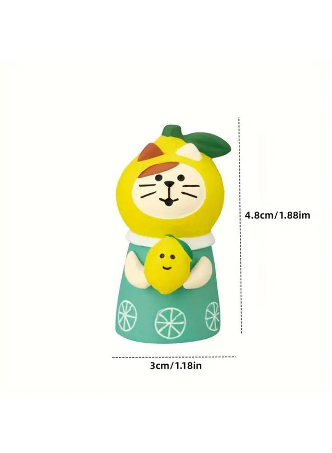 Mini Resin Cat Holding Lemon Anime Inspired Desk Decor Home Party - Image 3