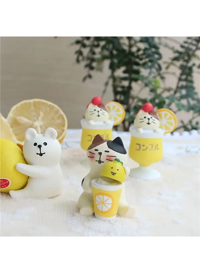 Mini Resin Cat Holding Lemon Anime Inspired Desk Decor Home Party - Image 2