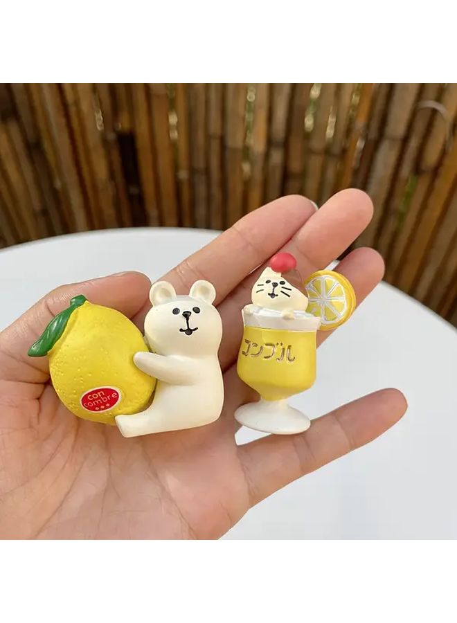 Mini Resin Cat Holding Lemon Anime Inspired Desk Decor Home Party - Image 4