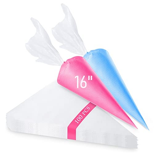 Tamodan Piping Bags and Tips, Cake Piping Bags and Tips Suitable for Beginners Included 100PCS 16 Inch Disposable Piping Bags with 12 Piping Tips Set, 2 Coupler and 1 Reusable Pastry Bags - Image 1