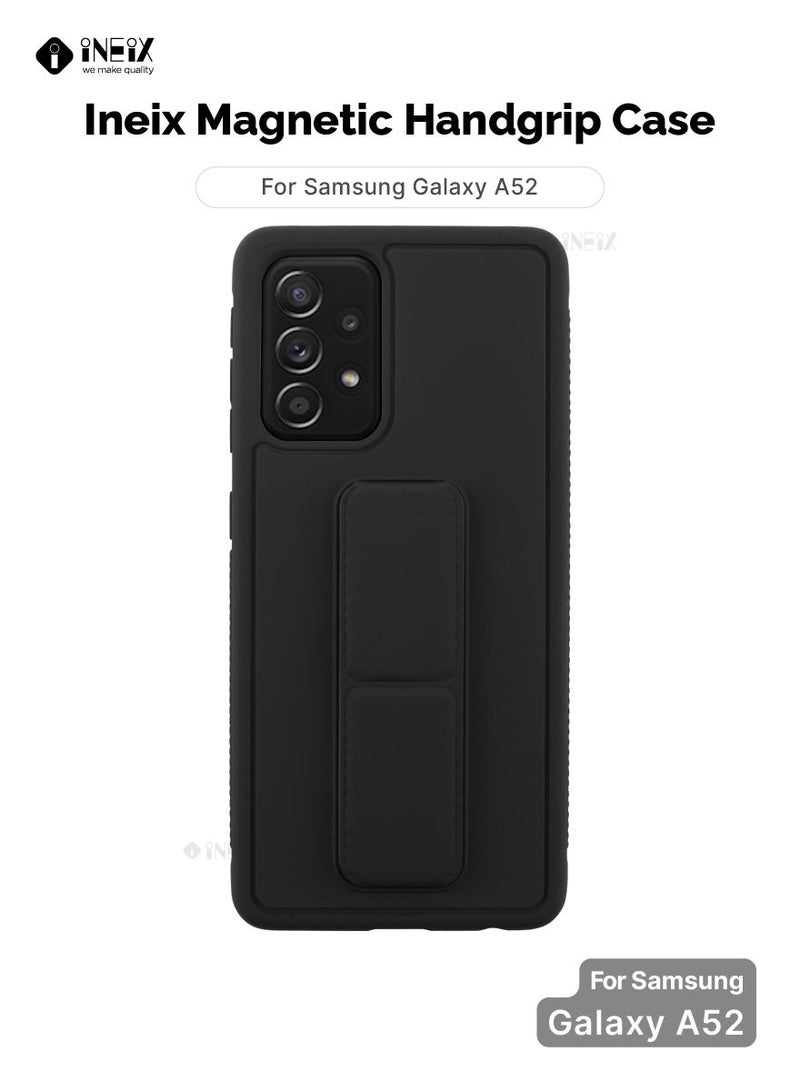 إينيكس جراب حماية 3 في 1 مغناطيسي ذو مسند للهاتف وسوار لأصابع اليد لهاتف سامسونج جلاكسي A52 4G/5G اسود - Image 1