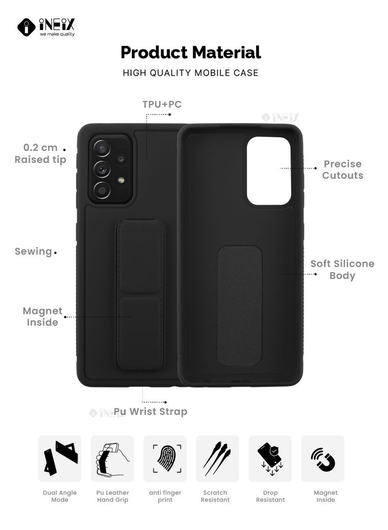 إينيكس جراب حماية 3 في 1 مغناطيسي ذو مسند للهاتف وسوار لأصابع اليد لهاتف سامسونج جلاكسي A52 4G/5G اسود - Image 2