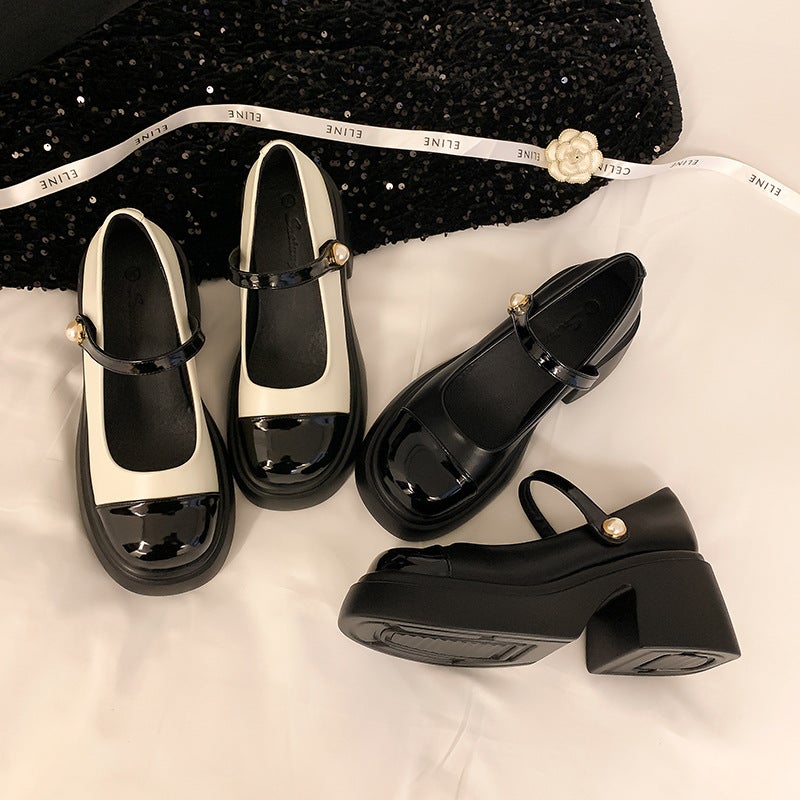 Xiaoxiangfeng Mary Jane Shoes Women'S Color Matching 2024 Spring New Thick-Soled French Single-Layer Shoes Genuine Leather Matching Skirt Small Leather Shoes - Image 5