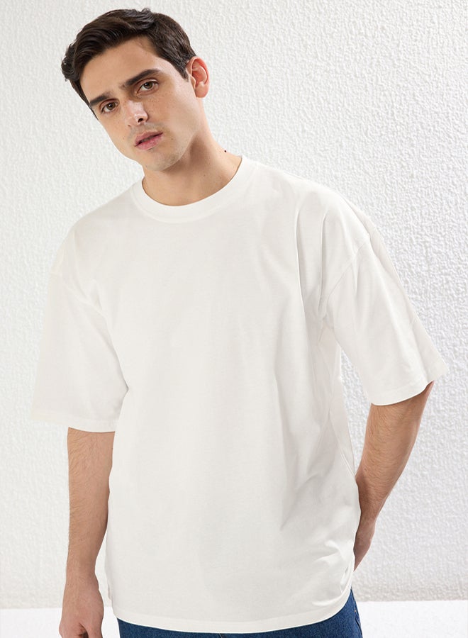 Trendyol Man Ecru Oversize/Wide Cut Back Panda Printed % Cotton T-Shirt - Image 5