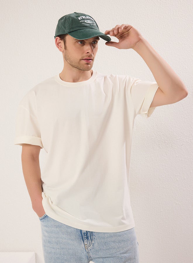 Trendyol Man Ecru Oversize/Wide Cut Back Panda Printed % Cotton T-Shirt - Image 2