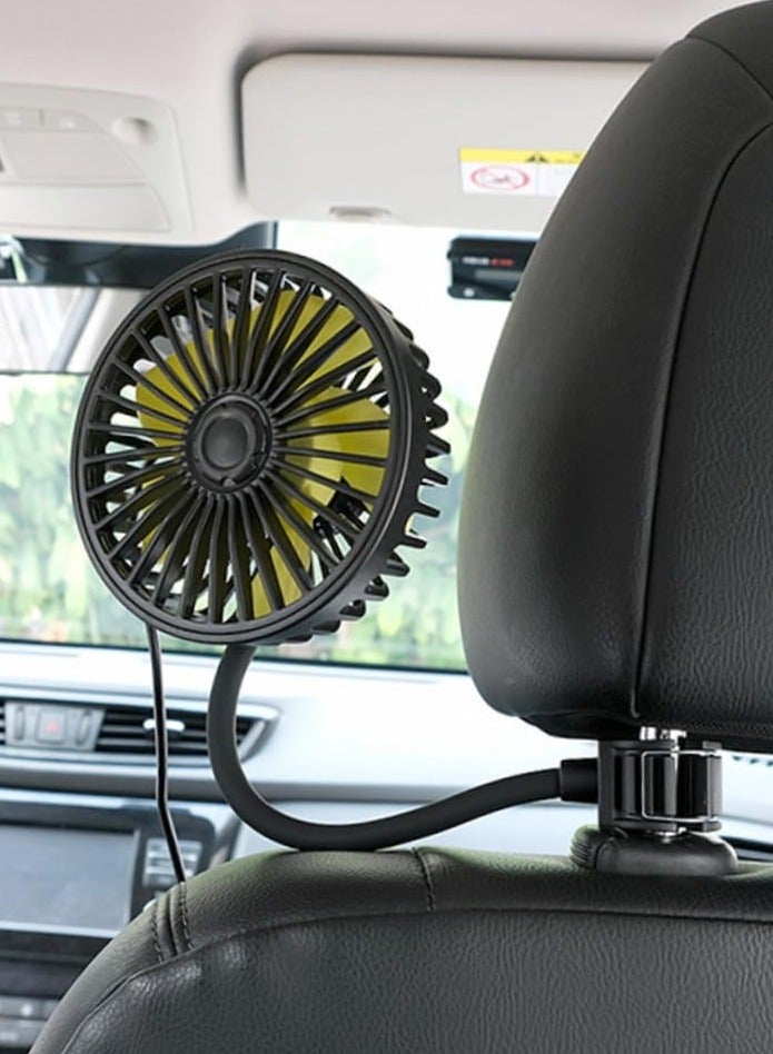 MUNTAQI Car Fan, USB Car Fan For Backseat Car Cooling Fan, 3 Speeds Strong Wind 5V Powerful Quiet Ventilation Fan With Adjustable Clip Electric Car Seat Fan For Vehicles RV SUV Truck - Image 1