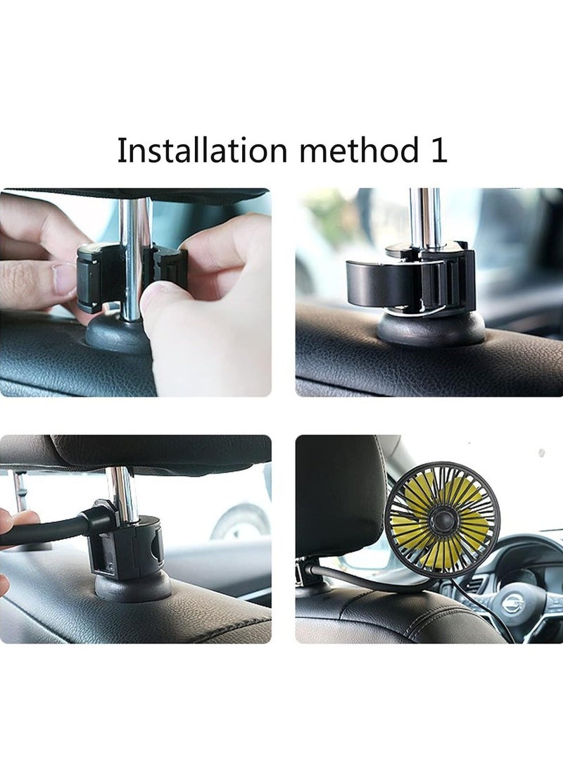 MUNTAQI Car Fan, USB Car Fan For Backseat Car Cooling Fan, 3 Speeds Strong Wind 5V Powerful Quiet Ventilation Fan With Adjustable Clip Electric Car Seat Fan For Vehicles RV SUV Truck - Image 5