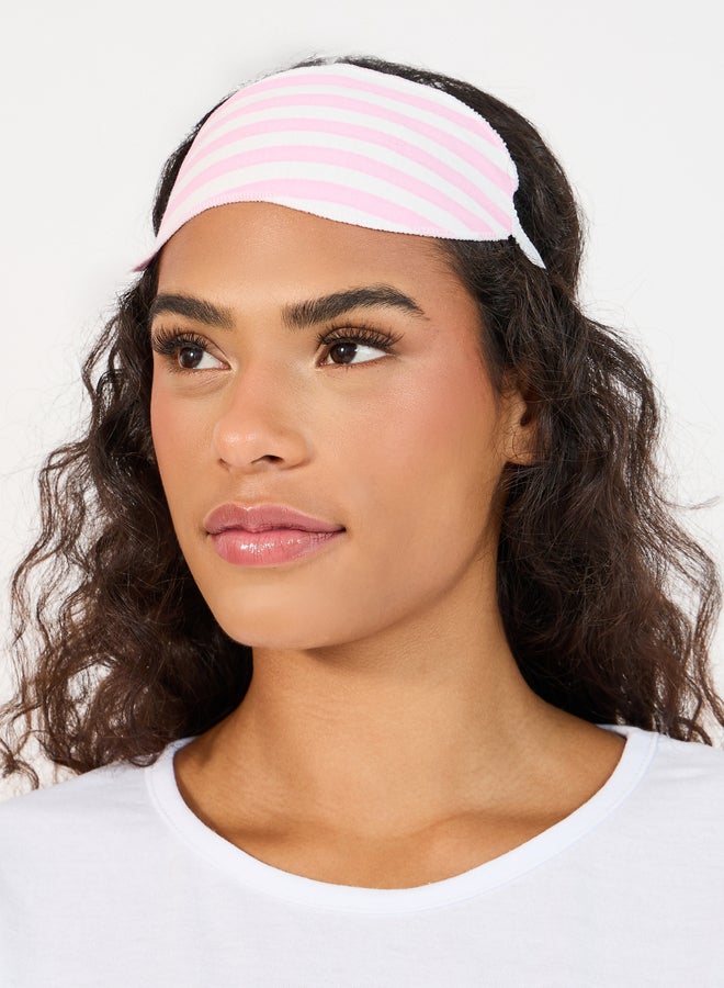 Styli Styli Bonjour Slogan Print T-Shirt- Eyemask and Stripe Pyjama Set  - Image 4