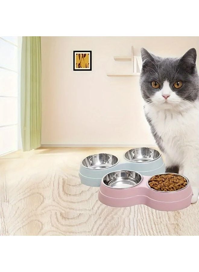 وعاء طعام وماء مزدوج للكلاب والقطط من الفولاذ المقاوم للصدأ أخضر غير قابل للانزلاق - Image 5