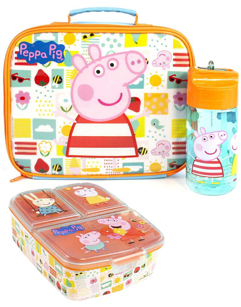 Peppa Pig Lunch Box Set for Kids | Adventure with George Pig, Rebecca Rabbit, Suzy Sheep | Carry Peppa's Adventure - Image 1