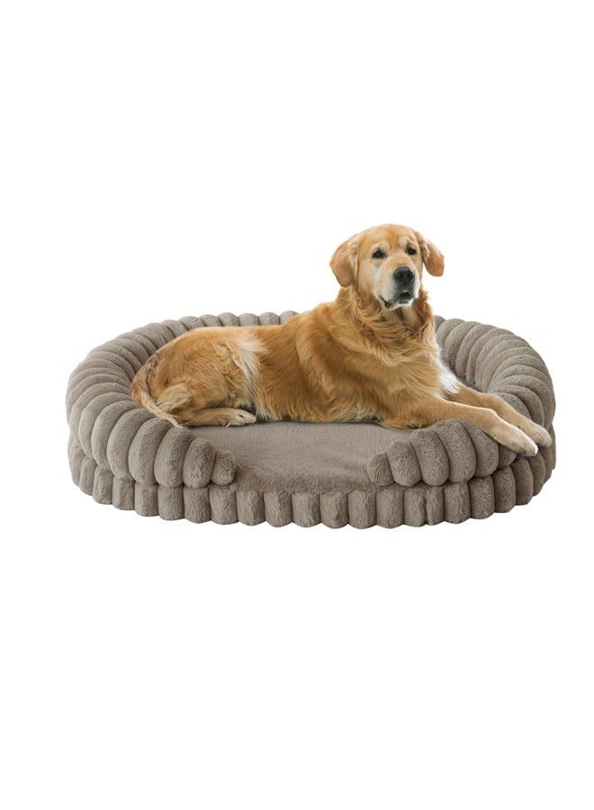 Balance Calming Dog Bed for Extra Large Dogs, 42 Inches Oval Washable XL Pet Bed with Sides, Orthopedic Pet Couch Sofa with Non-Slip Bottom, Oatmeal - Image 1